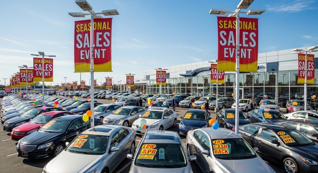 large sale banners during a seasonal sales event